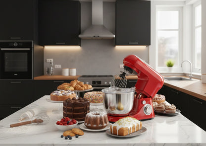 Robot de Bucătărie Cheffinger Home – 1600 W, Bol Inox 6,5 L, 6 Viteze, Roșu
