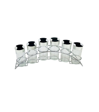 **Set Suport Condimente 6 Piese cu Recipient Sticlă & Oțel Inoxidabil – Elegant și Practic pentru Bucătăria Ta!**