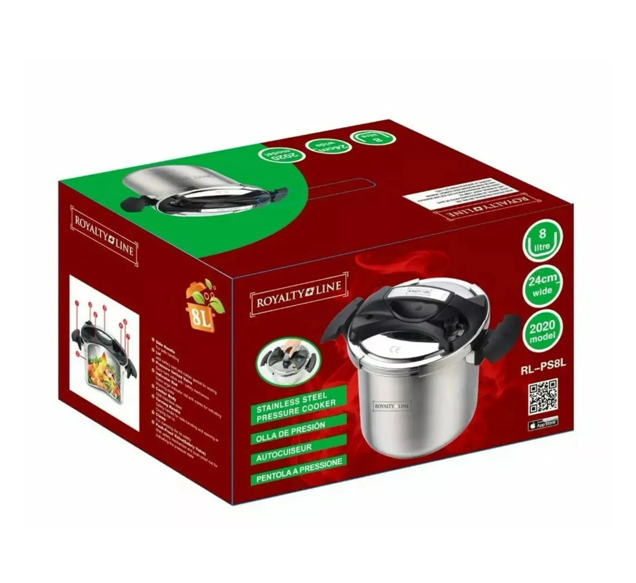 **Royalty Line RL-PS8L – Oală sub presiune din oțel inoxidabil, 8 litri**