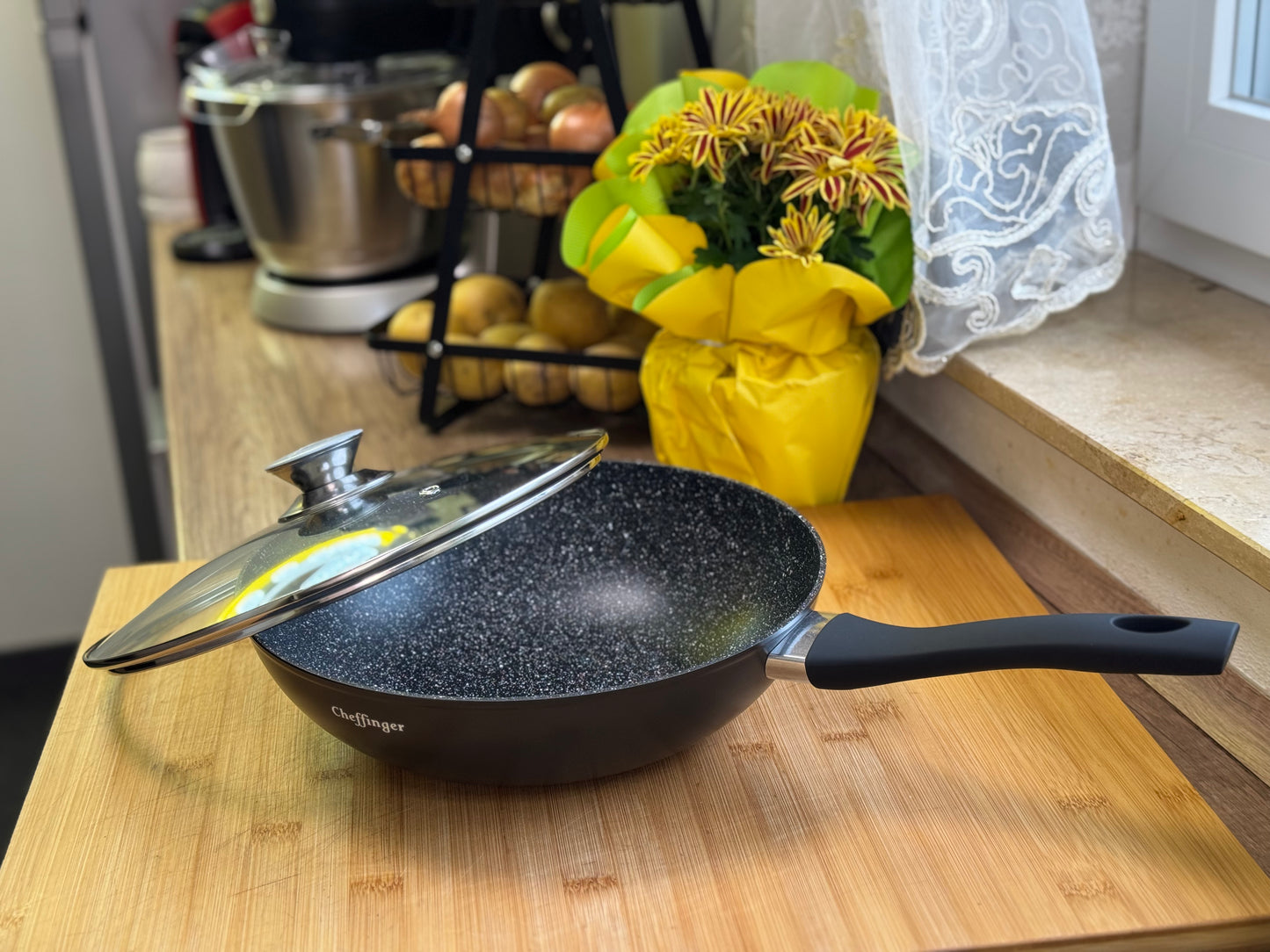 Tigaie XL CHEFFINGER Ø28 cm cu Capac – Inducție – Negru