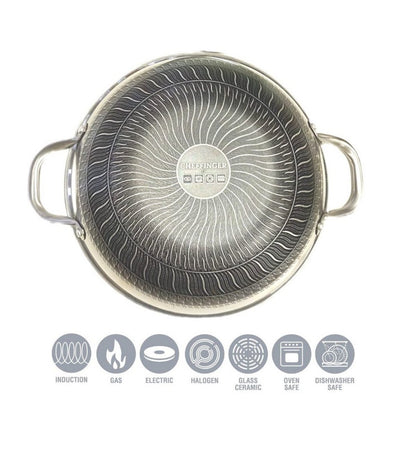 *Tigaie Wok 32 cm din Oțel Inoxidabil 18/10 cu Structură în Formă de Alveolă Ø32 cm pentru Inducție**