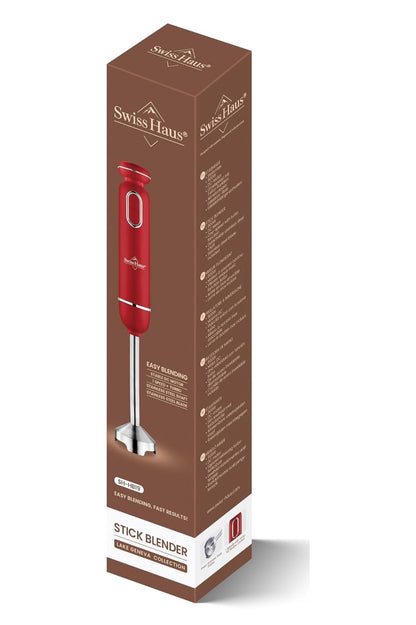 Mixer vertical Swiss Haus® Lake Geneva Collection – 600 W, funcție Turbo, picior detașabil din inox, roșu