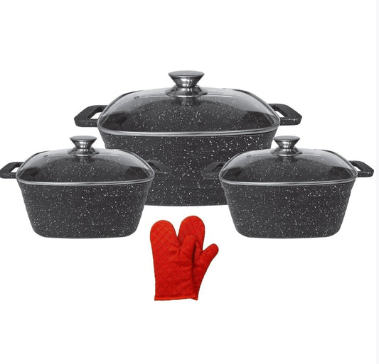 **Set de Oale Brattopf Quadratic 6 piese 🍳✨** Inductie/Gaz/Foc deschis
