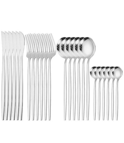 Set tacâmuri 24 piese – Argintiu | Oțel inoxidabil 18/10