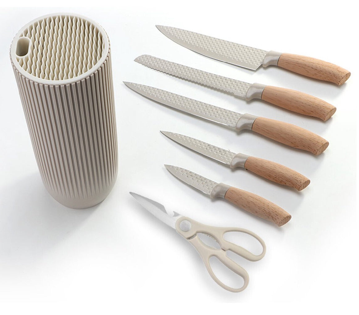 Set de Cuțite Royalty Line® – 7 Piese cu Bloc Elegant din Lemn