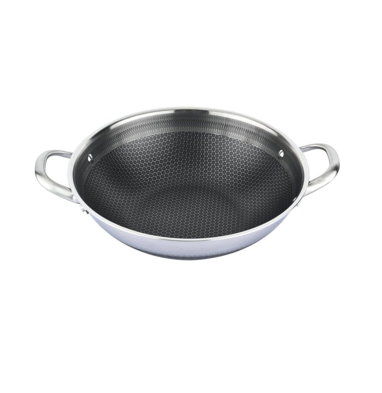 *Tigaie Wok 32 cm din Oțel Inoxidabil 18/10 cu Structură în Formă de Alveolă Ø32 cm pentru Inducție**