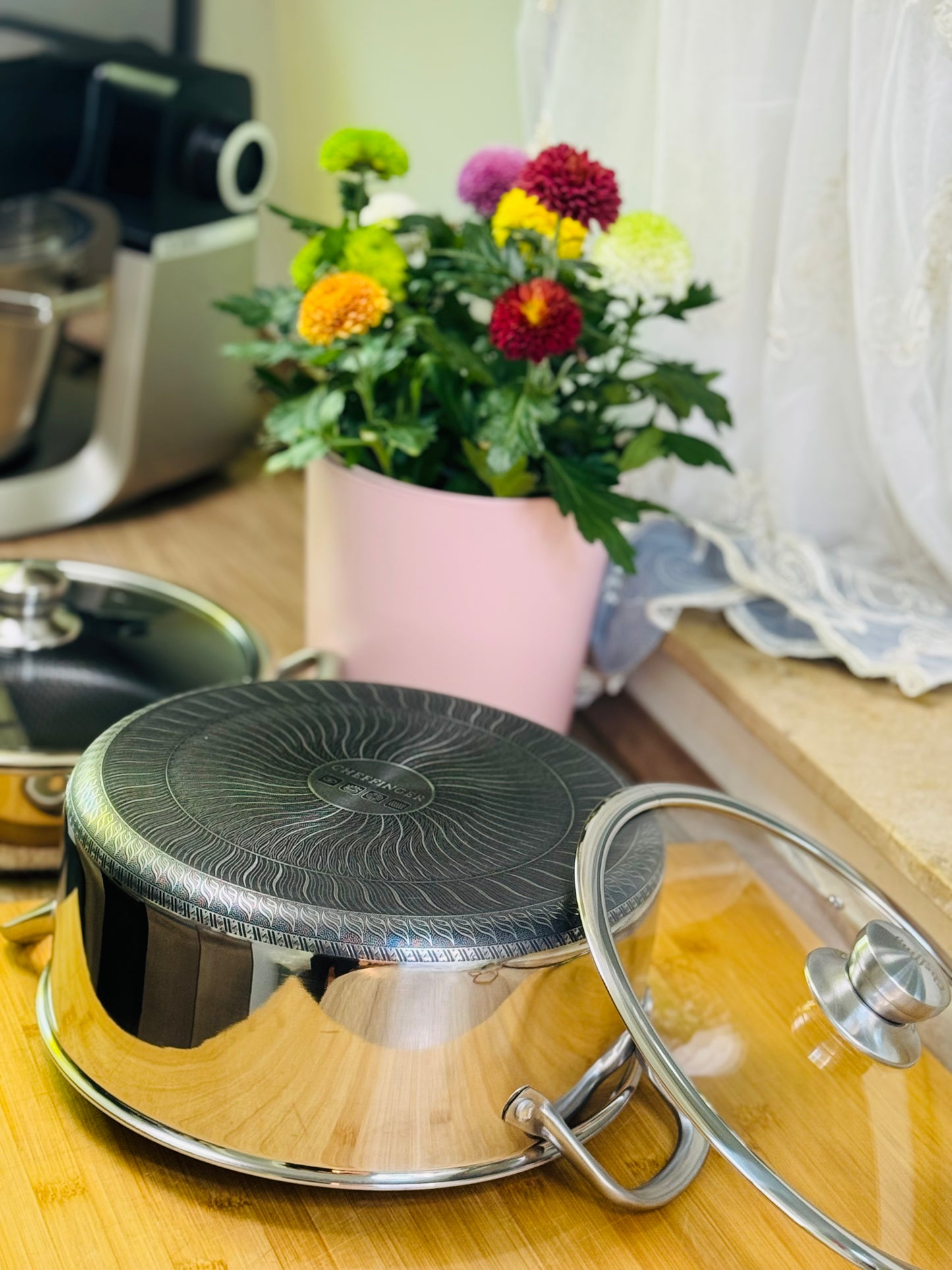 🫕 Oală Cheffinger 28 cm – 7L | Inox 18/10 | Înălțime 12 cm | Coating 3D Fagure | Anti-zgârieturi | Compatibilă Inducție