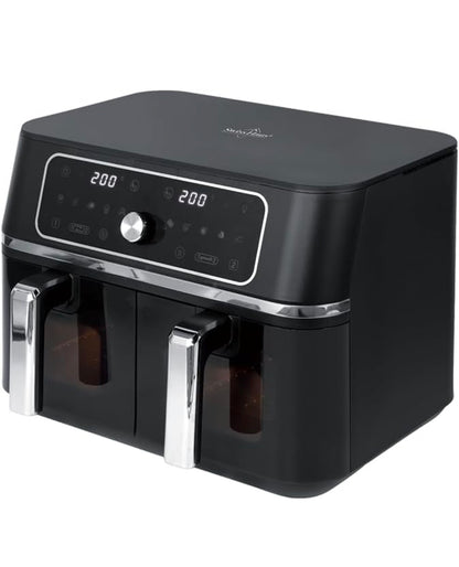 Friteuză cu aer cald Swiss Haus® Basel Premium Collection – 9 L, două coșuri, 3100 W, neagră