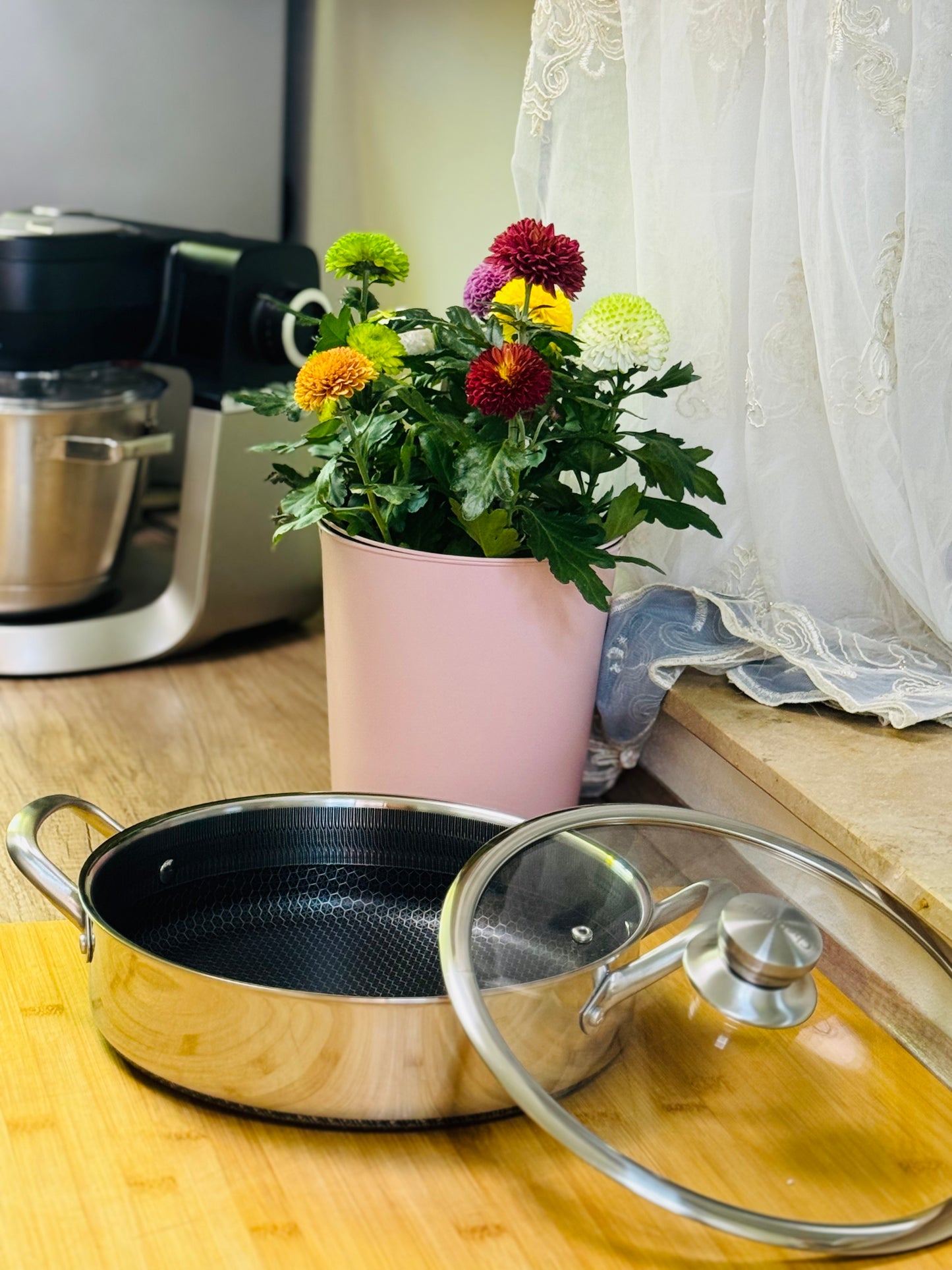 🫕 Oală Cheffinger 24 cm – 3 L | Inox 18/10 | Coating 3D Fagure | Anti-zgârieturi | Compatibilă Inducție