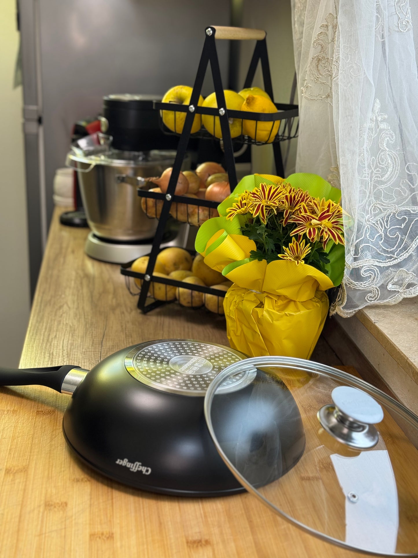 Tigaie XL CHEFFINGER Ø28 cm cu Capac – Inducție – Negru