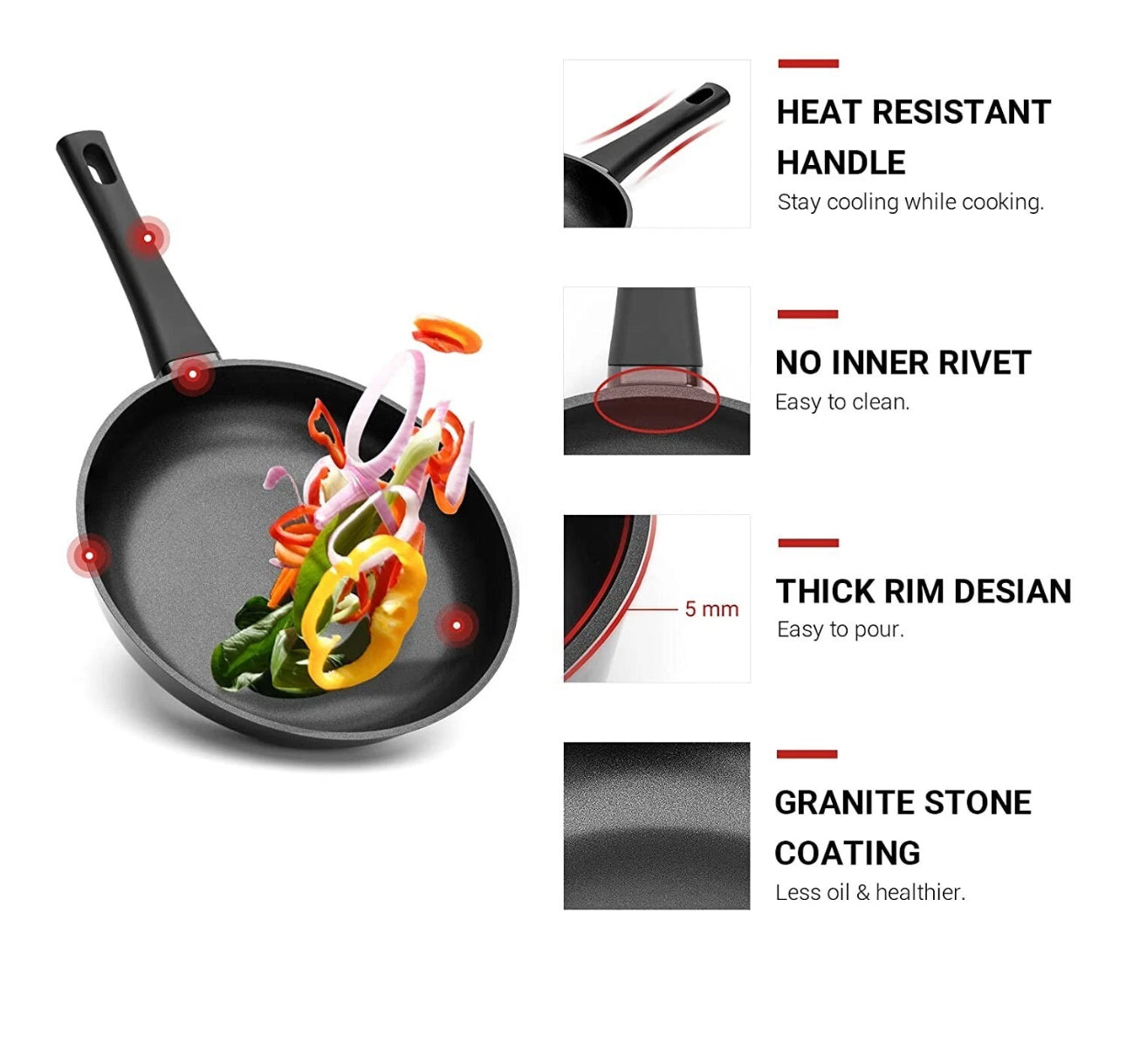 Set Vase Gătit 17 Piese cu Acoperire Ceramică Premium – Negru, Compatibil Inducție, Design Modern