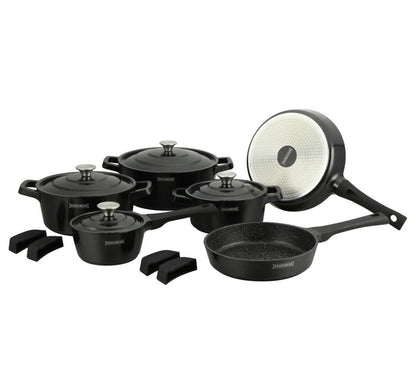 Set Vase Gătit 17 Piese cu Acoperire Ceramică Premium – Negru, Compatibil Inducție, Design Modern
