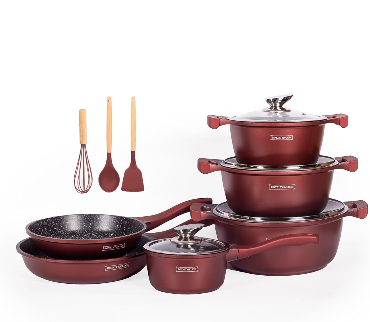 Set de vase 13 piese Burgundy 🍳✨**