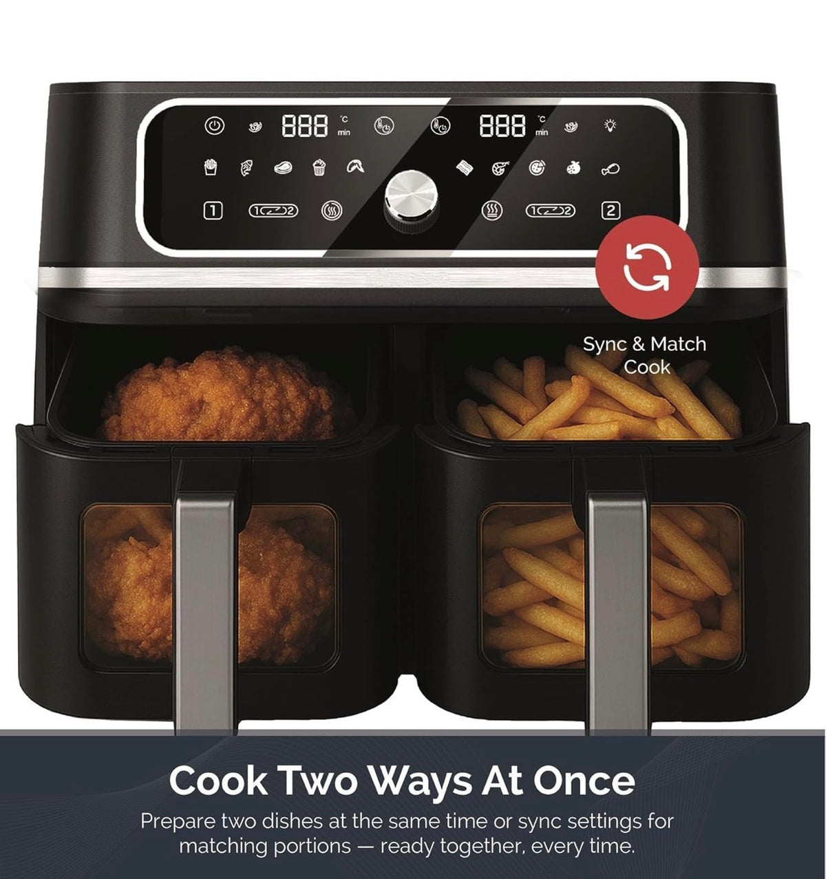Friteuză cu aer cald Swiss Haus® Basel Premium Collection – 9 L, două coșuri, 3100 W, neagră