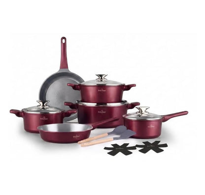 Set oale și tigăi Swiss Haus® Basel Collection – 14 piese Burgundy