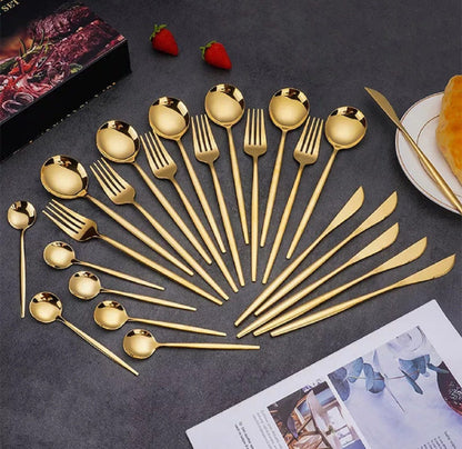 Set tacâmuri 24 piese – Auriu | Oțel inoxidabil 18/10