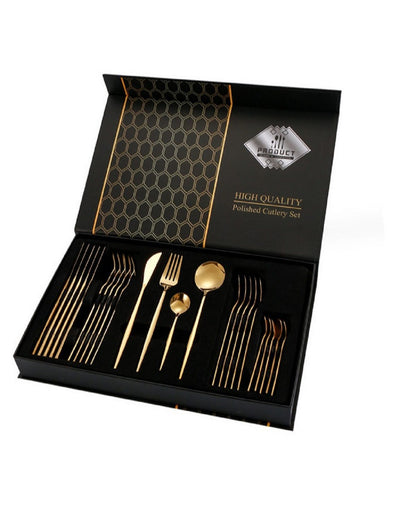 Set tacâmuri 24 piese – Auriu | Oțel inoxidabil 18/10