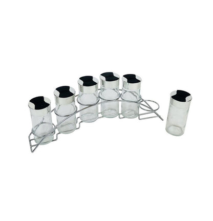 **Set Suport Condimente 6 Piese cu Recipient Sticlă & Oțel Inoxidabil – Elegant și Practic pentru Bucătăria Ta!**