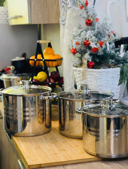 Set Oale Inox Premium – 11L, 13L, 16L | Fund Dublu | Inducție
