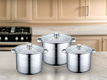 Set de Oale din Oțel Inoxidabil 6 Piese pentru Inducție** 10 L / 12 L / 15 L