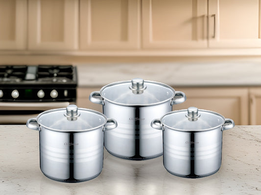 Set de Oale din Oțel Inoxidabil 6 Piese pentru Inducție** 10 L / 12 L / 15 L