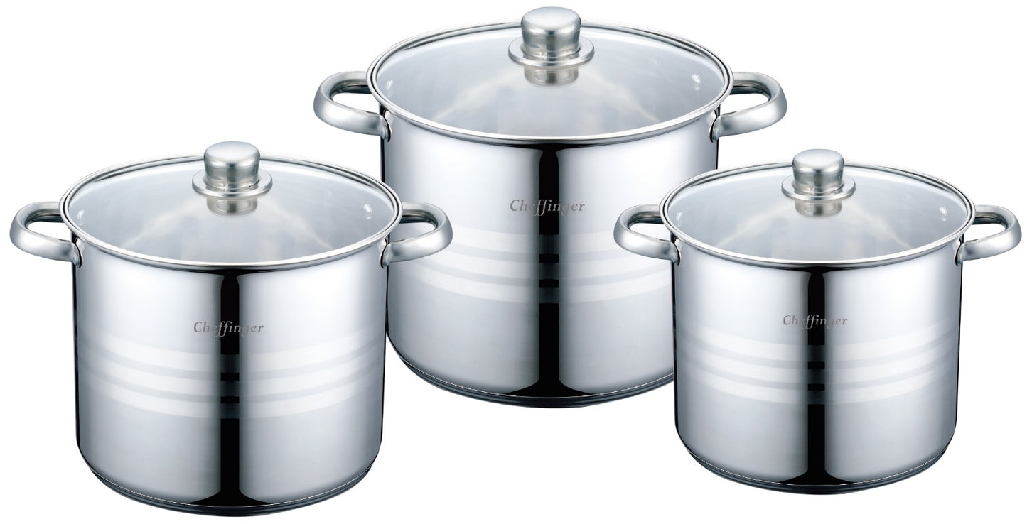 Set de Oale din Oțel Inoxidabil 6 Piese pentru Inducție** 10 L / 12 L / 15 L