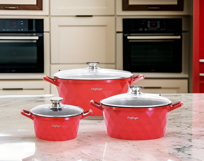 **Set Diamant 6 Piese Roșu - 🍳✨**