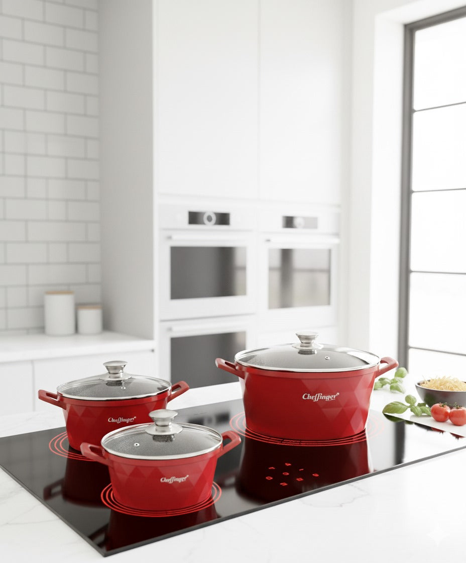 **Set Diamant 6 Piese Roșu - 🍳✨**