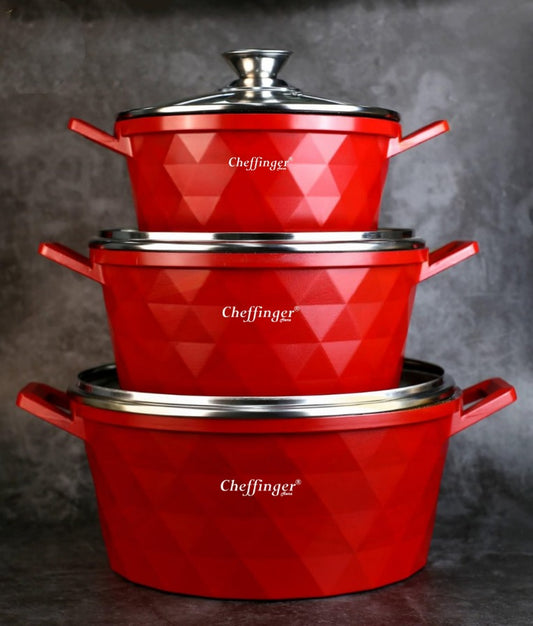 **Set Diamant 6 Piese Roșu - 🍳✨**