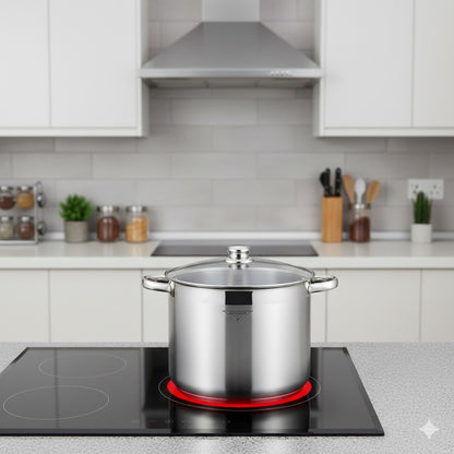 **Vas de inox cu fund dublu - 11L, 26x21 cm, compatibil cu toate tipurile de plite, inclusiv inducție**