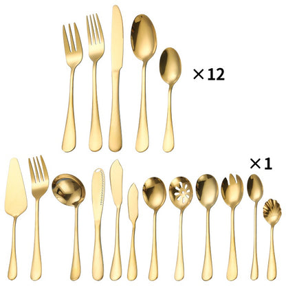 Set Tacâmuri Auriu Premium 72 Piese – Inox 18/10, 12 Persoane, cu Koffer