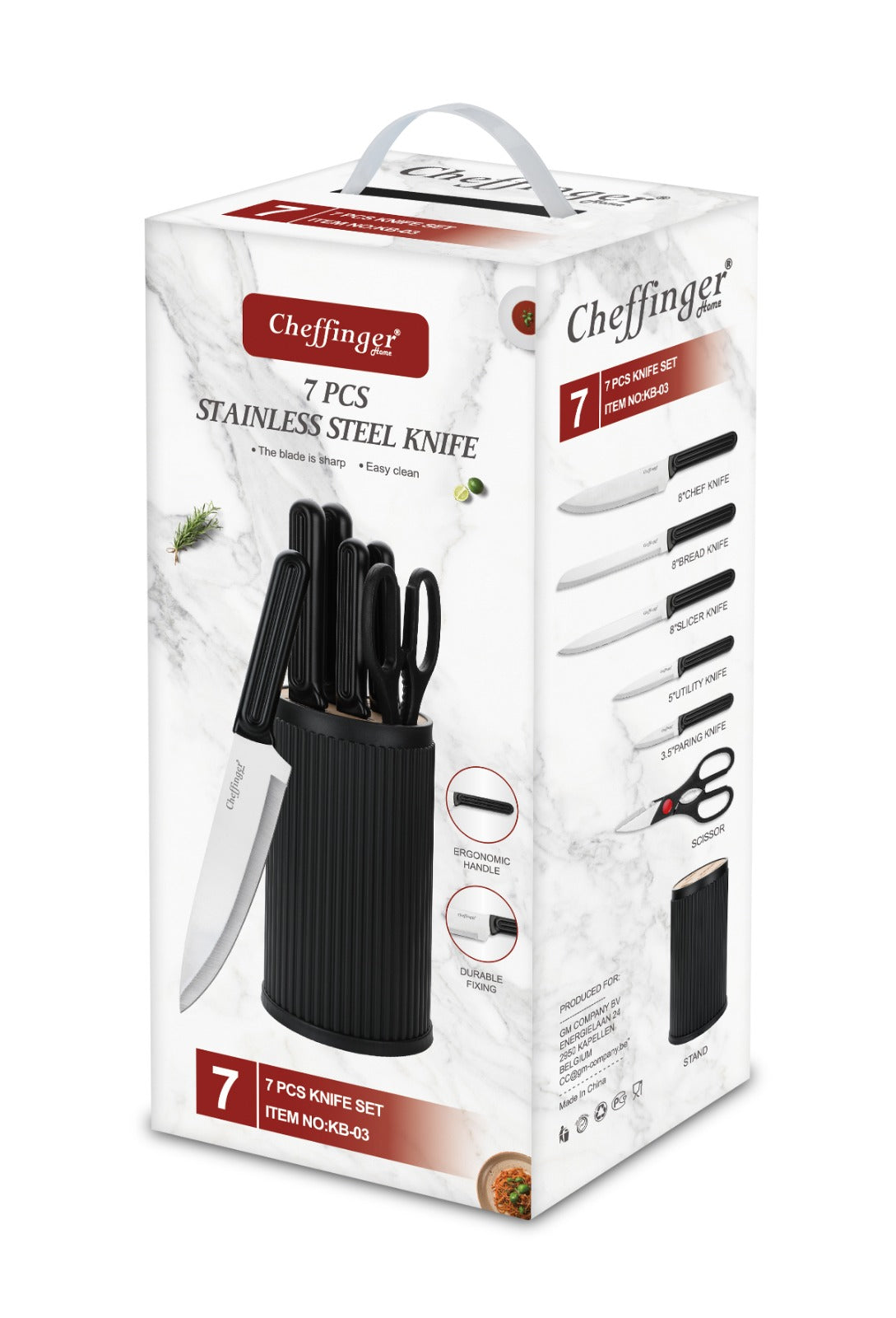 Set 7 cuțite de bucătărie cu suport
