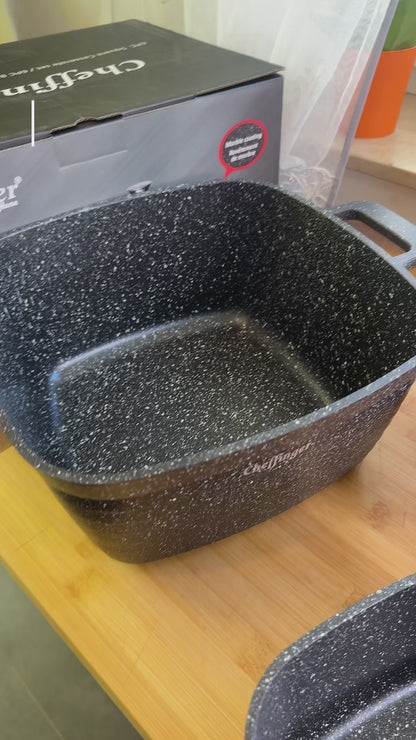 **Set de Oale Brattopf Quadratic 6 piese 🍳✨** Inductie/Gaz/Foc deschis